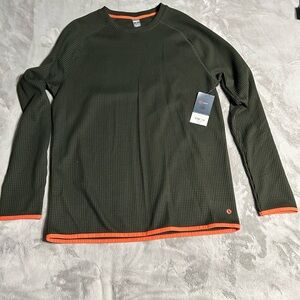 Xersion Olive Green Waffle Thermal with Orange Accent